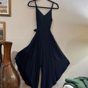 Flowy Navy Handkerchief Hem Romper
